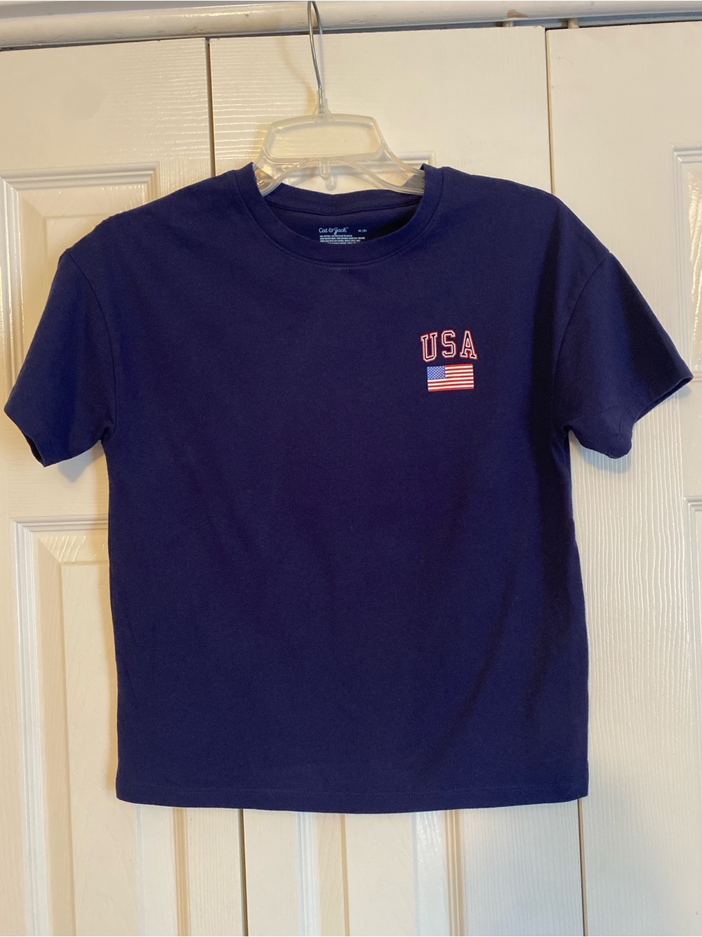 Cat & Jack Navy Short Sleeve Tee with USA Patch